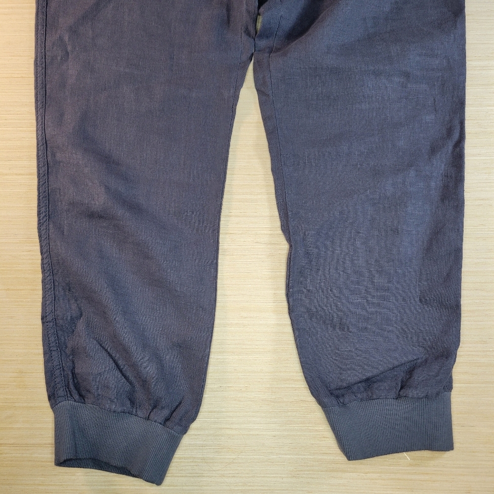 ​Caslon Linen Jogger Pants Knit Cuff Petite XS Charcoal Gray Lagenlook Artisanal - Picture 4 of 12